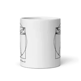 Leonardo Da Vinci Vitruvian Man Sketch Mug Ceramic Coffee Cup with Iconic Artwork, Microwave & Dishwasher Safe, 11oz & 15oz Sizes