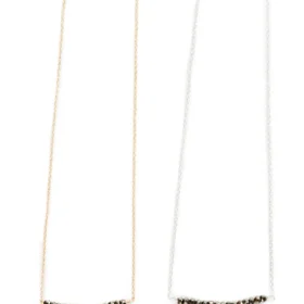 Michelle Bar Necklace in Pyrite - Elegant Semi-Precious Gemstone Jewelry by A Blonde and Her Bag | Handmade, Hypoallergenic, and Available in Multiple Metals