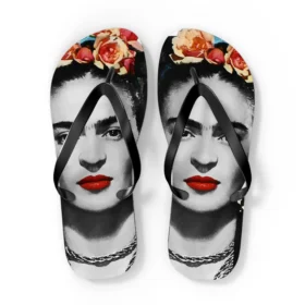 Frida Kahlo With Flowers Poster Artwork Flip-Flops - Comfortable, Stylish, & Unique Summer Footwear