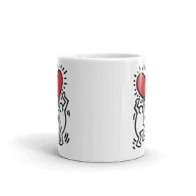 Men Holding Heart Icon Street Art Mug Unique Pop-Graffiti Aesthetic, Dishwasher & Microwave Safe, 11oz & 15oz Sizes Available