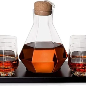 6-Piece Italian Crafted Glass Decanter and Whisky Glasses Set