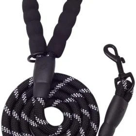 5 FT Thick Highly Reflective Dog Leash- Black - Premium Quality, Comfortable Grip, and Enhanced Visibility