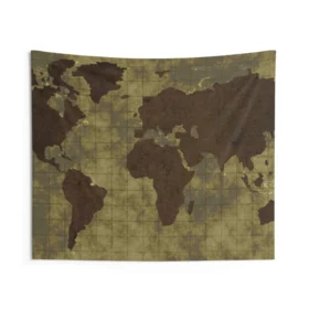 Worldmap Green Tapestry