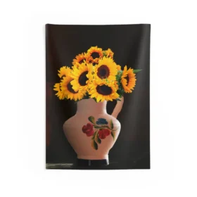 Sunflower White Vase Tapestry