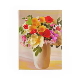 Flower Vase Colorfull Tapestry