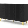 DIUNA_KOMODA 3D 145_Czarny_CzarnyHG_zlote nozki.jpg — Trend Oasis