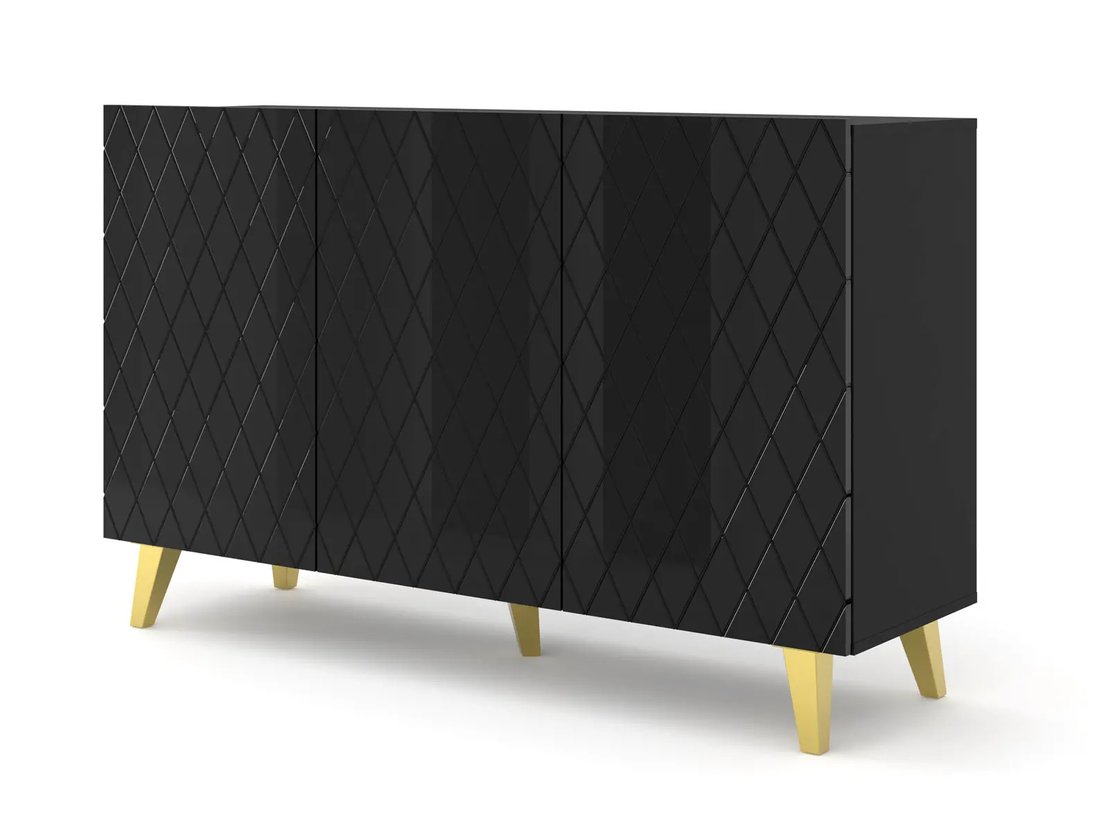DIUNA_KOMODA 3D 145_Czarny_CzarnyHG_zlote nozki.jpg — Trend Oasis