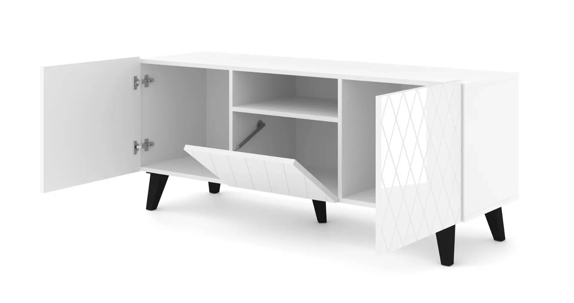 DIUNA_RTV 145 2D1K_Bialy_BialyHG_czarne nozki_OTWARTA.jpg — Trend Oasis