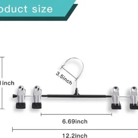 Pants Hangers with Clips Adjustable Skirt Hangers for Women Non-Slip Trousers Hanger for Jeans Clothes 12 Inch (24 Pack)