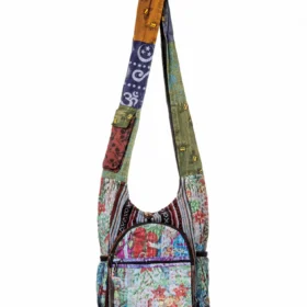 Kathmandu Collection Vintage Patchwork Hobo Bag with Water Bottle Pockets