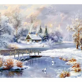 Winter Landscape Snow Painting Canvas Art Print